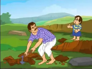 The Clever Son Story. Once upon a time in a small village there lived a family of Ravi who had a young son and old father to take care