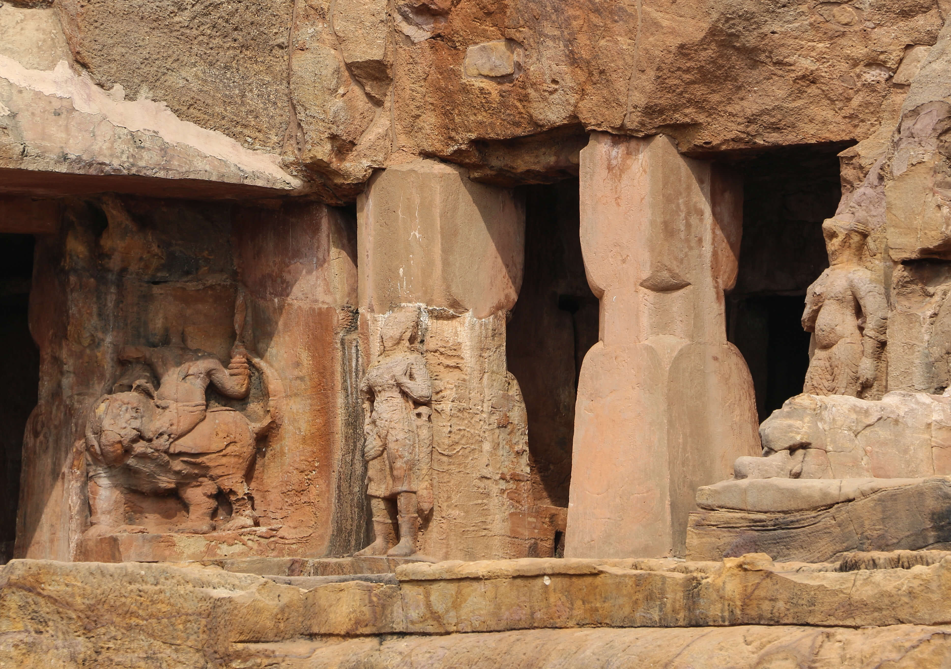 Udayagiri and Khandagiri caves are located 7 km from the capital city of Odisha,  Bhubaneswar, India.