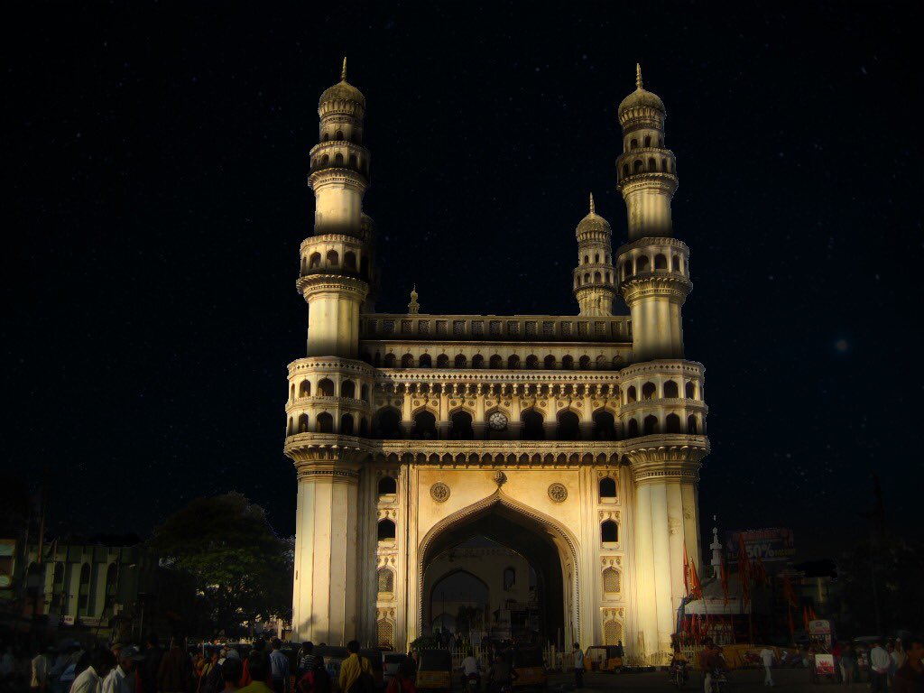 Charminar is an Indian monument and mosque  located in Hyderabad, Telangana state, India. It was constructed in 1591.