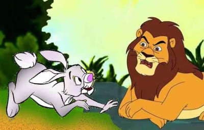 Lion and the Hare. The hare reached the lion’s den very late. The lion king was very angry and was getting impatient.