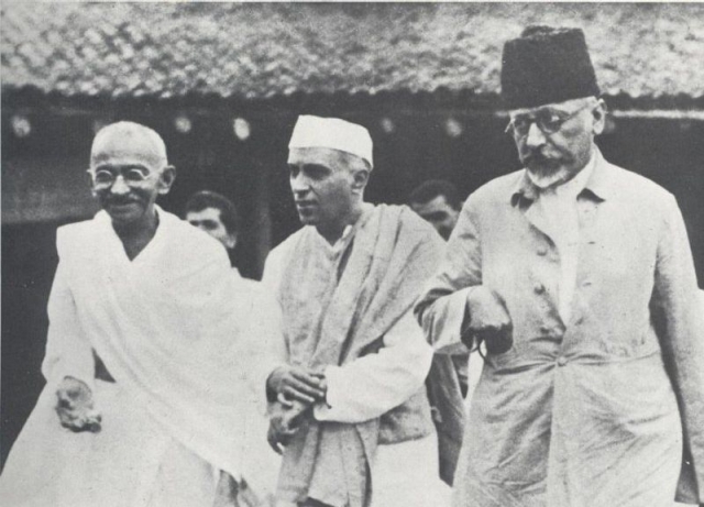 Azad with Gandhi and Nehru