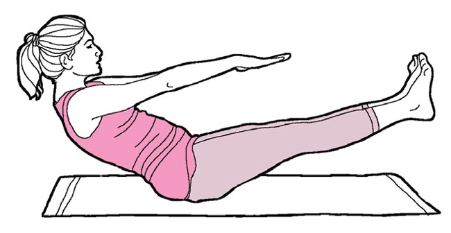 Naukasana also known boat shape pose in english tones the abdominal muscles and stretches the whole body.