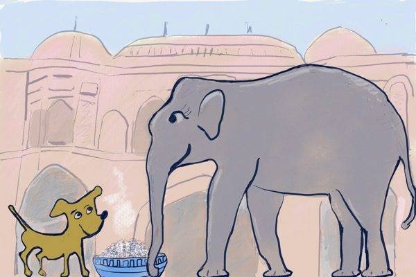 The elephant and the dog story from Jataka Tales