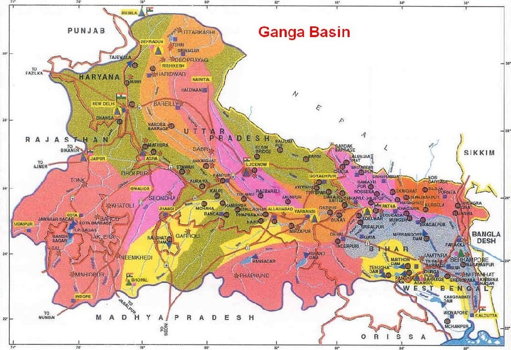Ganga basin or Ganges basin is the part of the Ganga Brahmaputra basin draining around 1,086,000 square Kilometres in Tibet, Nepal, India and Bangladesh.