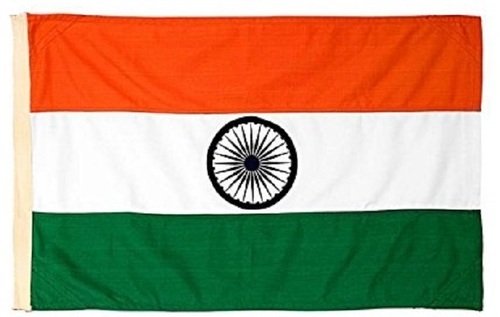National flag of India is horizontal rectangular with Indian saffron,white and green colour and Ashoka chakra with 24 spokes is navy blue in colour