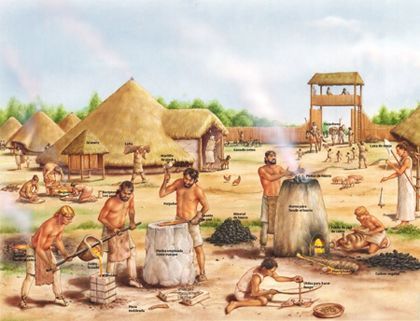People doing work during the Neolithic period
